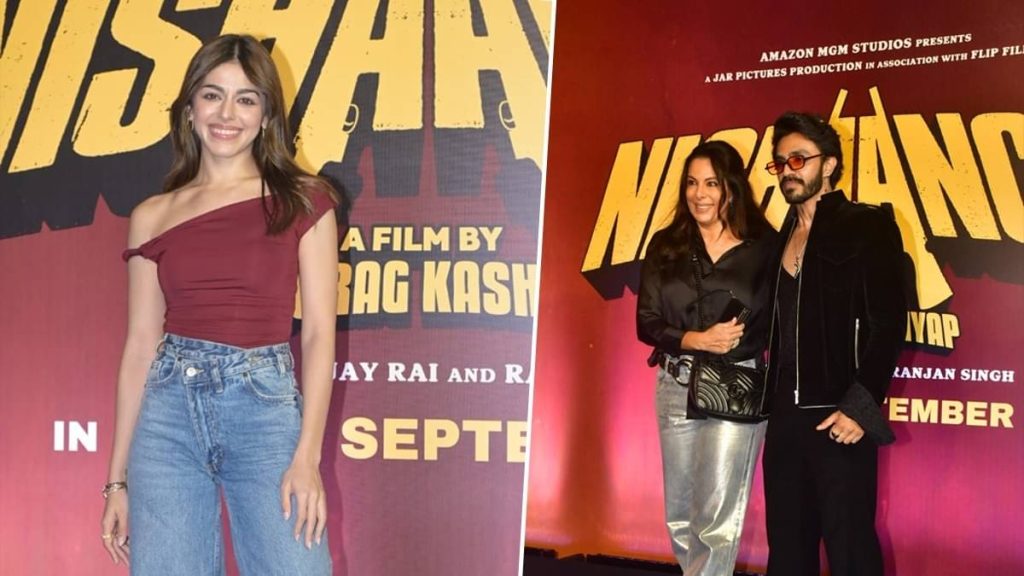 Aaishvary Thackeray Gets Clicked With Rumoured Girlfriend Alaya F’s Mother Pooja Bedi At Nishaanchi Screening
